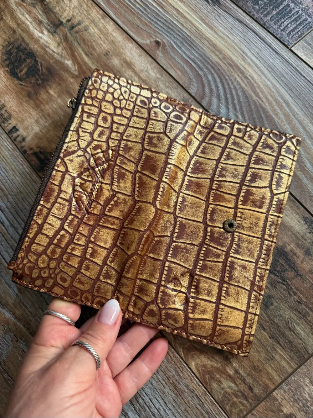Patricia Nash Gold Croc-Embossed Phone Case Wallet
